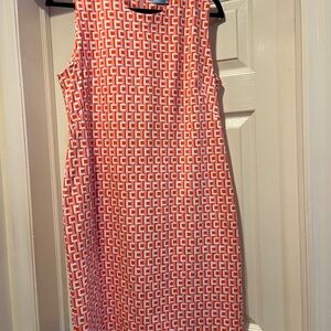 J. McLaughlin orange and White Patterned Midi Dress. Sz XL. Like new